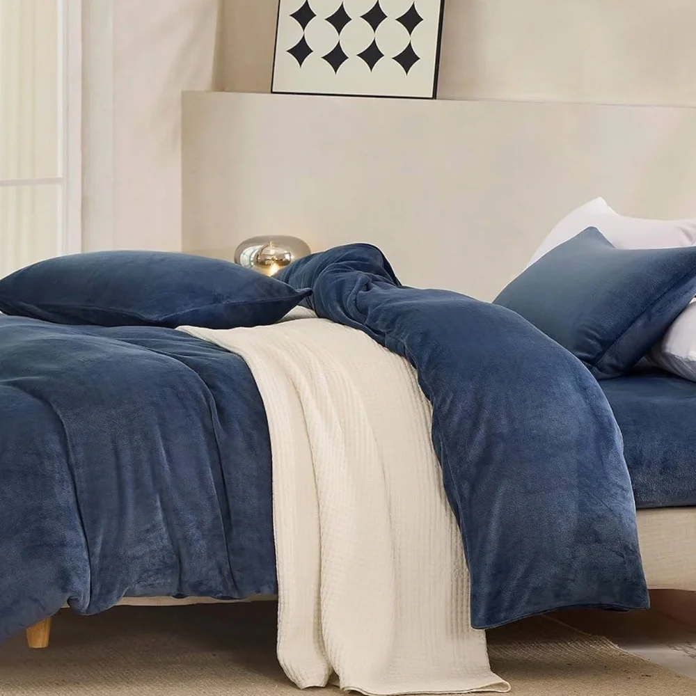 🆕 Blue Velvet Luxury Duvet Set Bedding High End Hotel Vibes KING